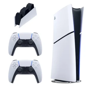کنسول بازی سونی مدل PlayStation 5 Slim Digital Edition ظرفیت 825 گیگابایت ریجن CFI-2116 اروپا به همراه دسته اضافی و پایه شارژر