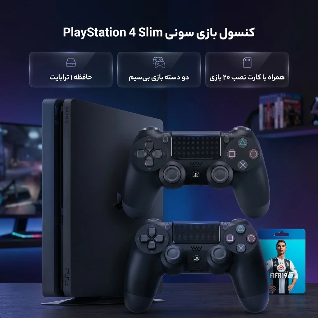 کنسول بازی سونی مدل Playstation 4 Slim ریجن 3 سری CUH-2218B ظرفیت 1 ترابایت به همراه کارت نصب 20 عدد بازی - تصویر 2