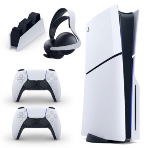 کنسول بازی سونی مدل PlayStation 5 Slim ظرفیت یک ترابایت ریجن 2016A اروپا به همراه دسته اضافی و پایه شارژر و هدست Elite